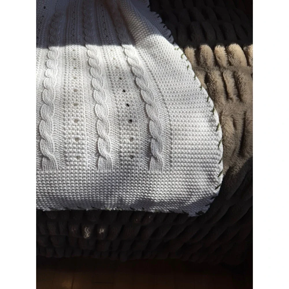 Tasha Polizzi Saddle Blanket & Co Knit Throw Blanket Ivory‎