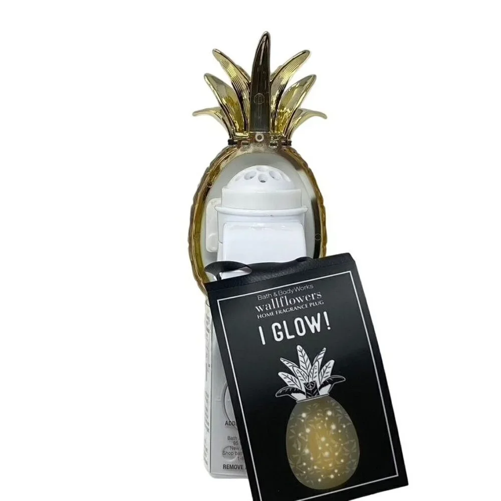 Bath & Body Works Gold Pineapple Fiber Optic Glow Wallflower Night Light Plug