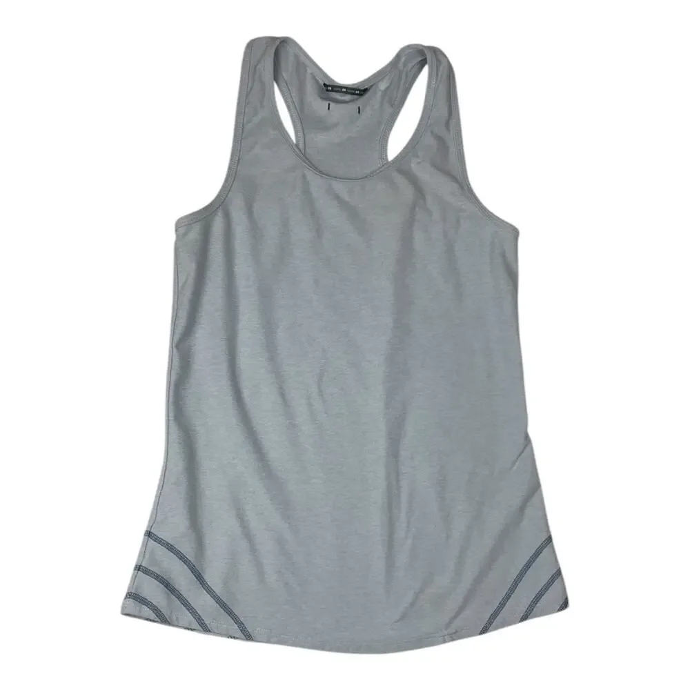 Oiselle size 6 small Gray Athletic tank Blue Accents yoga