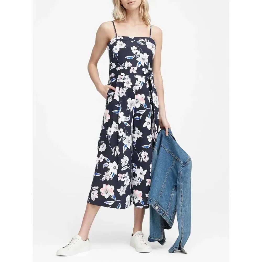 Banana‎ Republic Floral Linen Wide Leg Jumpsuit