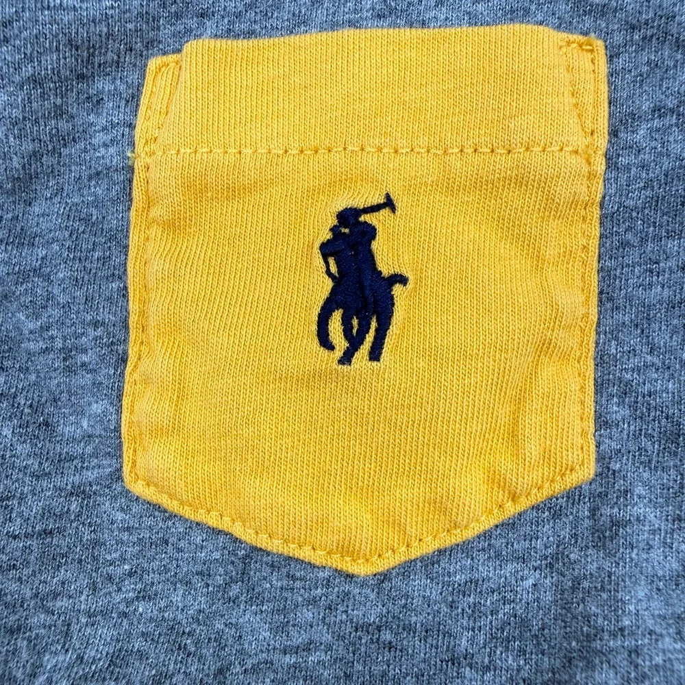 Ralph Lauren Colorblock T-Shirt Baby 3M Gray Red Blue Yellow Long Sleeve Top