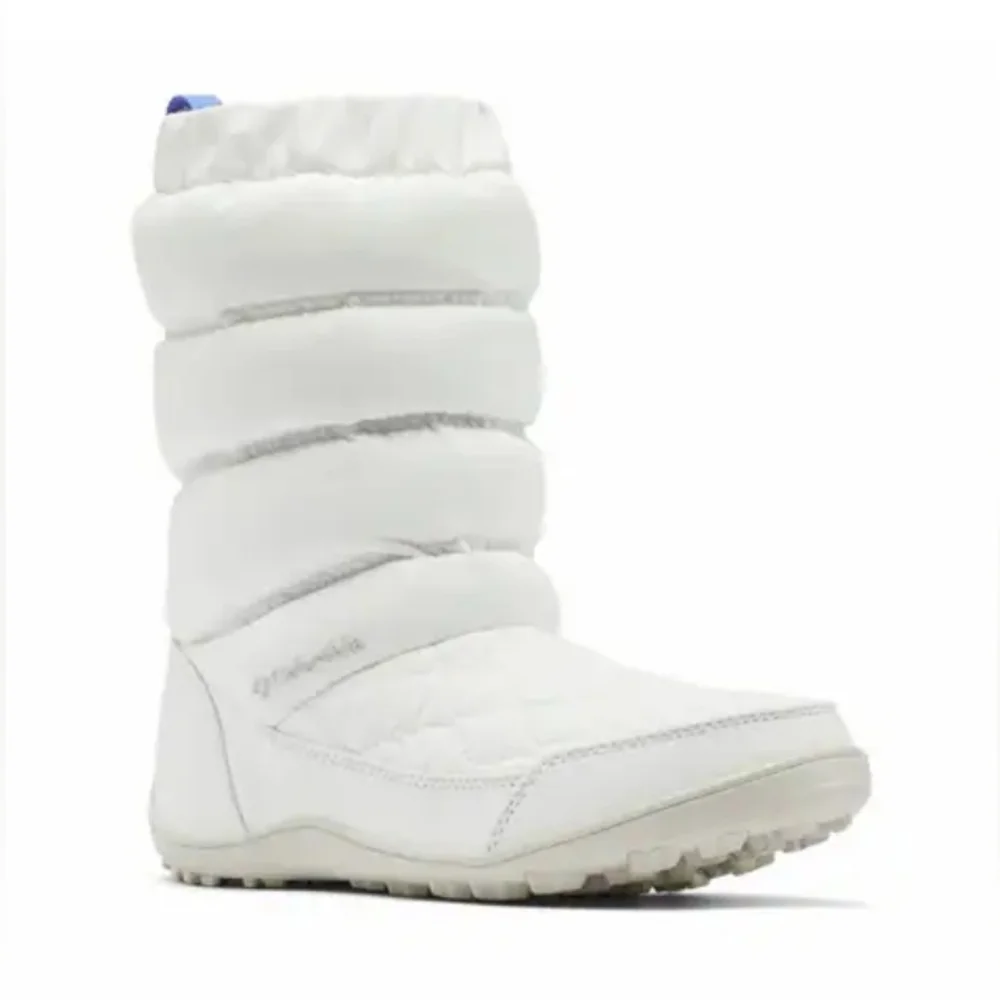 Columbia White Slip On Snow Boots Quilted Puffy Waterproof Insulated Cold Weathe