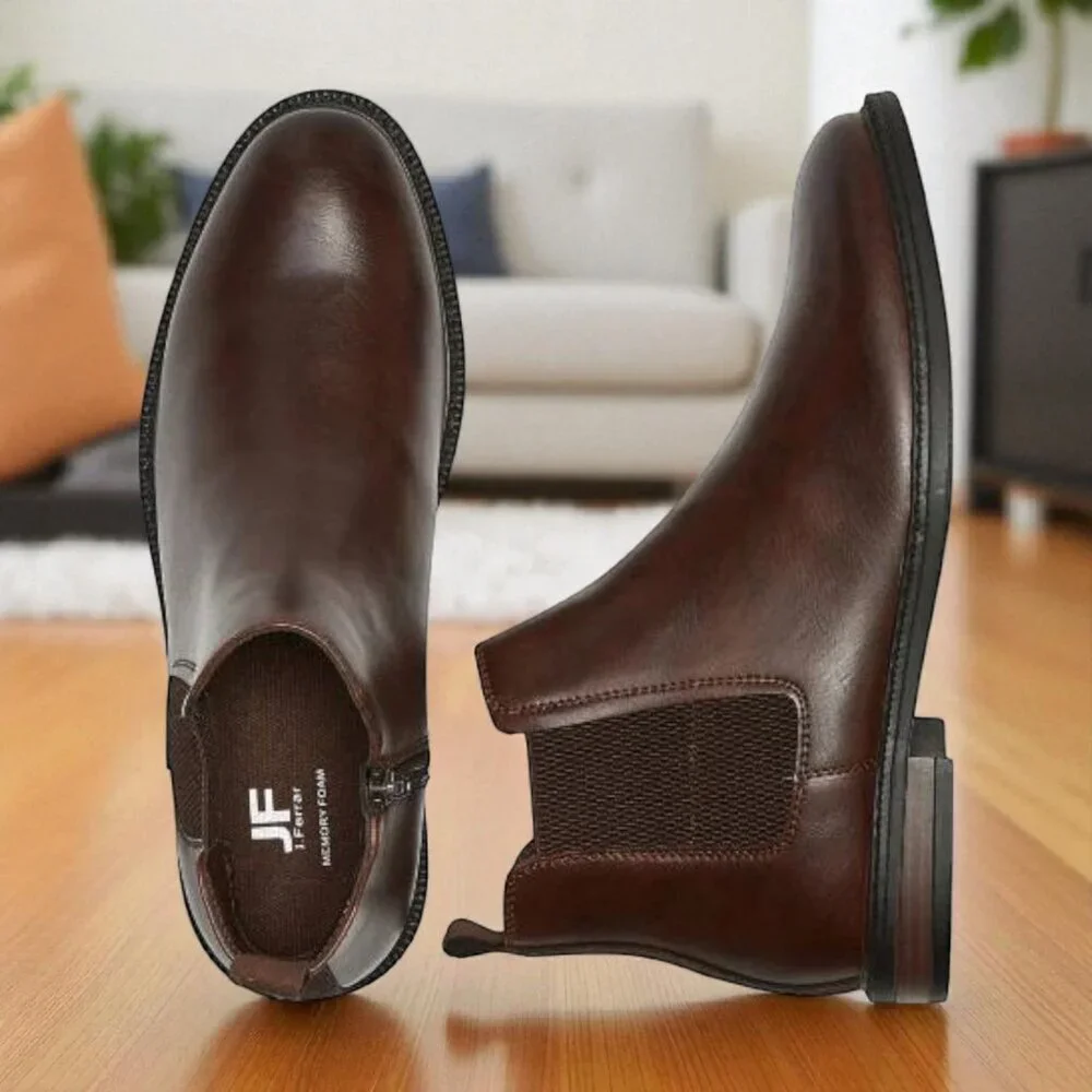 NEW!!! JF LEONARD MENS BROWN BOOTS ANKLE SHOES - SIZE 10 M