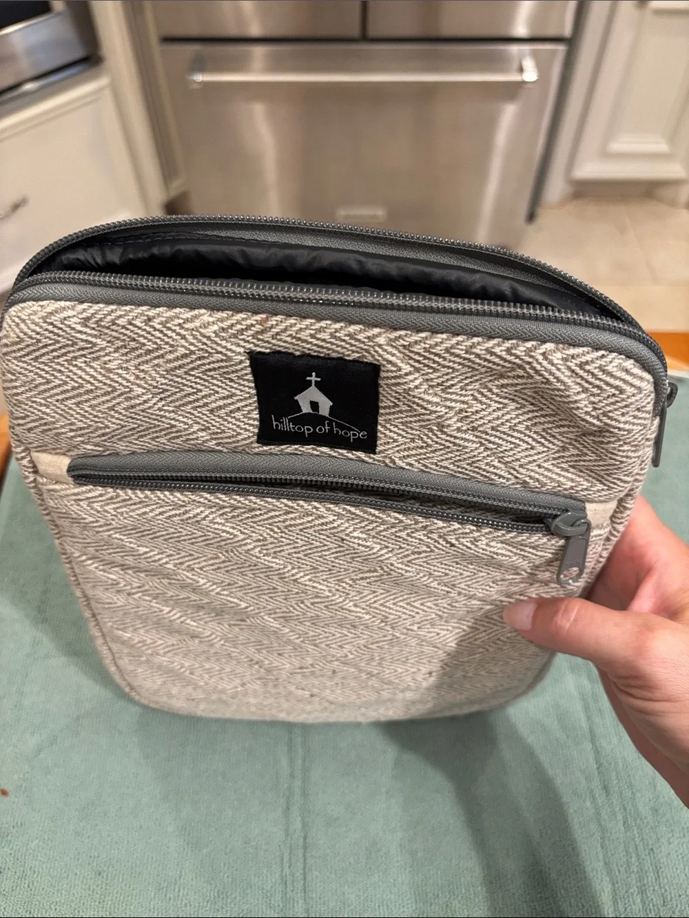 Cream Herringbone Tablet or Bible Sleeve