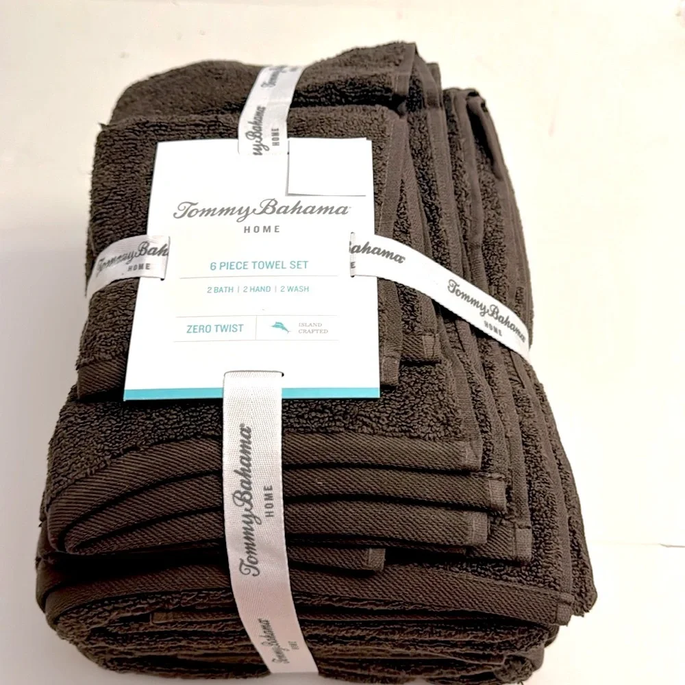 6pc TOMMY BAHAMA HOME Bath Towel Set - Boardwalk ESP Towel - Espresso