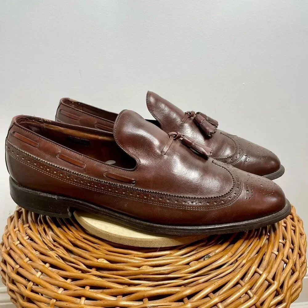 Allen Edmonds Tassel Loafer Brown Leather Slip On Mens 10 C 57998 Oxford Career