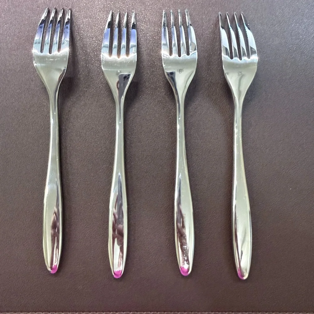 Gourmet Settings Exotic Stainless Steel Dinner Forks‎ Set of 4 Silver 8 Inch