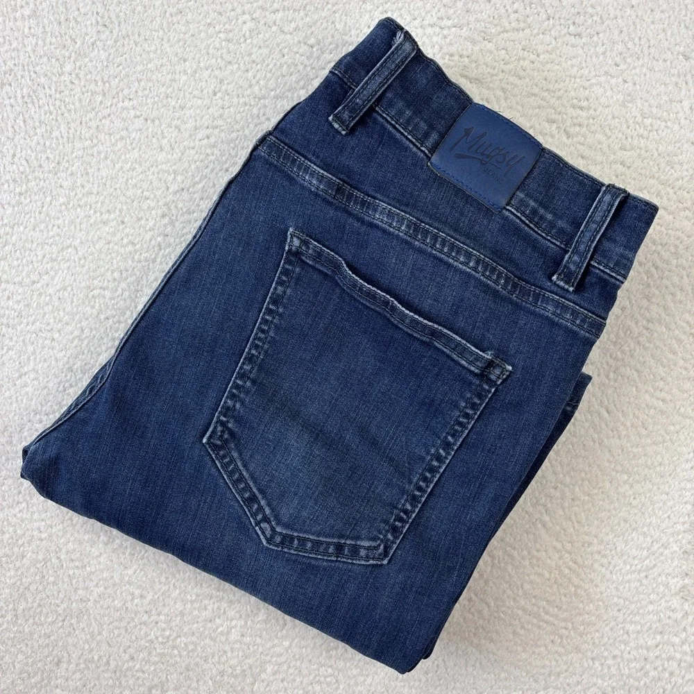MUGSY Mens 'Fultons' Jeans Size 34/34 Blue Dark Wash Stretch Denim Classic Fit