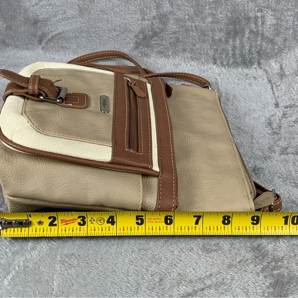 Multi Sac Crossbody‎ Bag Tan & Cream Lots Of Pockets Adjustable Travel Purse