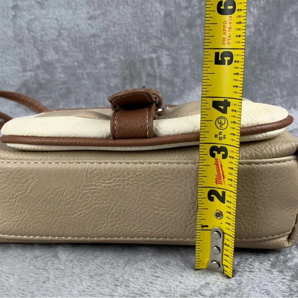 Multi Sac Crossbody‎ Bag Tan & Cream Lots Of Pockets Adjustable Travel Purse