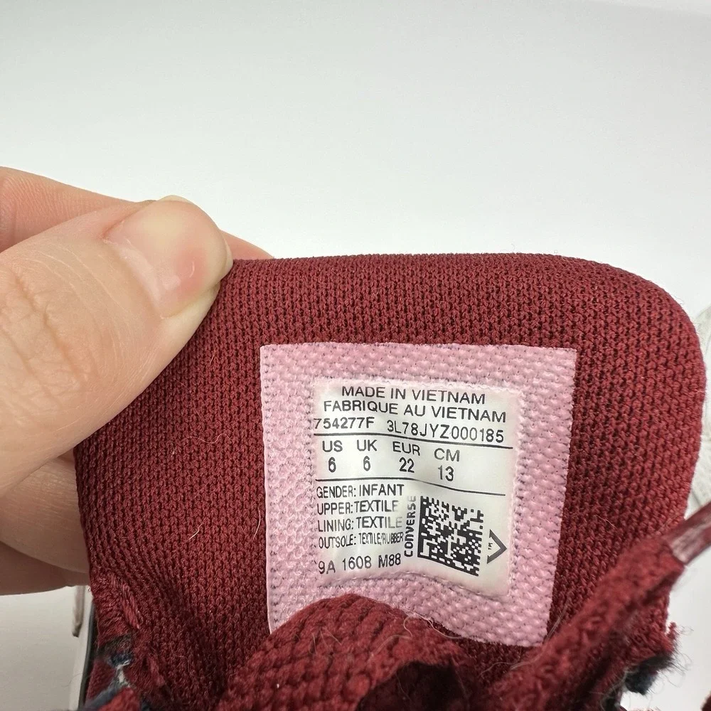 Converse Chuck Taylor All Star High Top Toddler Infant Shoes Sz 6 Burgundy Blue