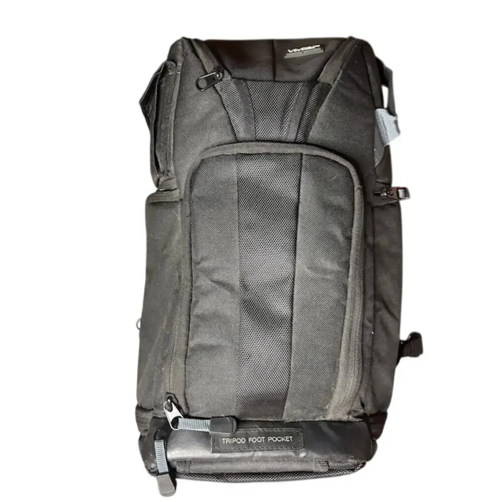 VIVITAR DSLR Camera Backpack Bag Black Padded Case w/ Rain Fly Tripod Pocket
