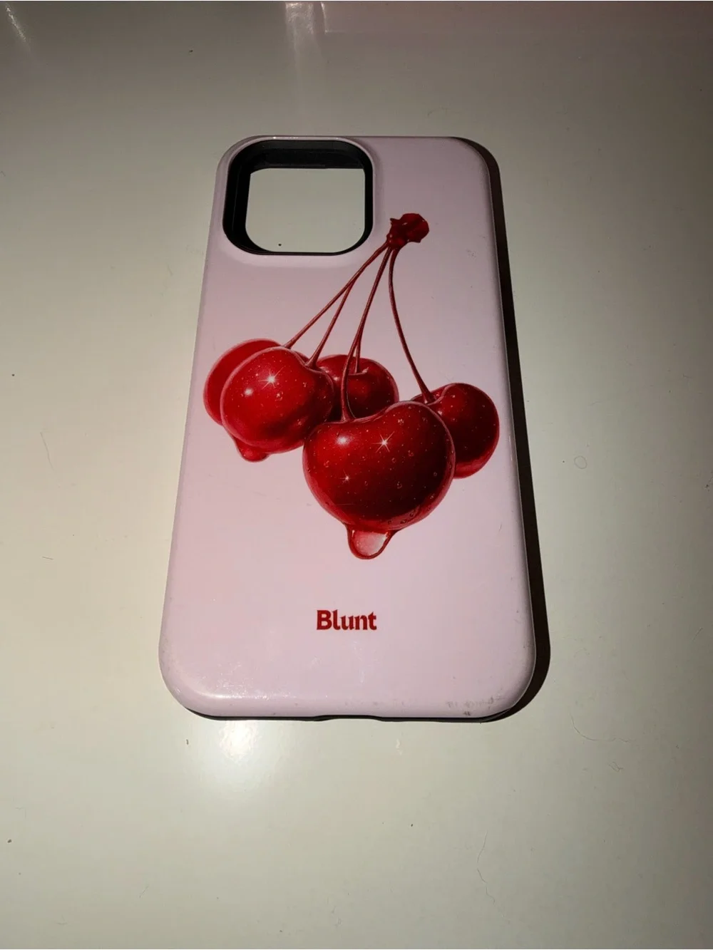 “Blunt” brand Pink Cherry Graphic Phone Case fits iPhone 15 Pro Max cherries