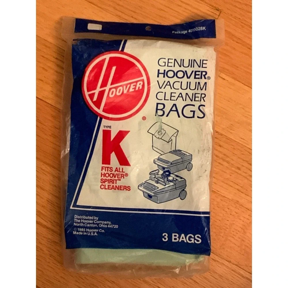 Hoover Type K Canister 2‎ Ply Vacuum Paper Bags 3 PK # 4010028K VNTG 1985