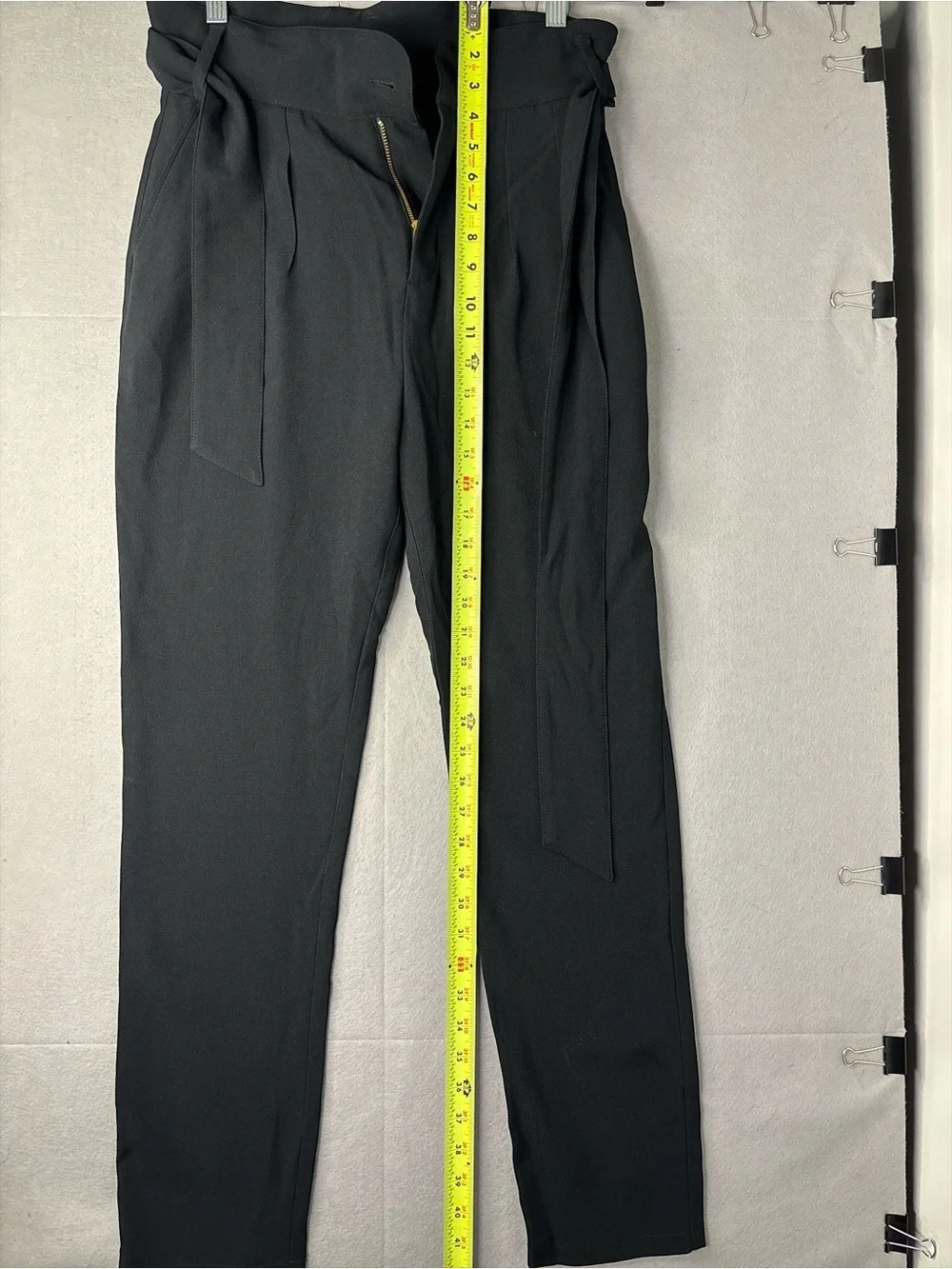 Sezane Black Paperbag Waist Chinos with Tie Belt