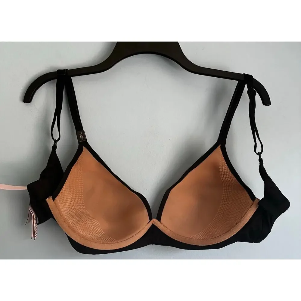 Victoria's Secret Wireless Bra Black Beige 36C NWT Casual Comfort