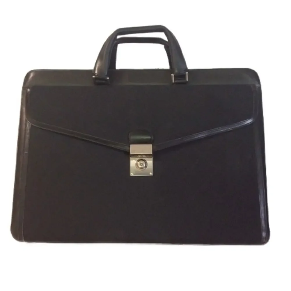 St. John Briefcase/Large Satchel/Black With Gold Hardware