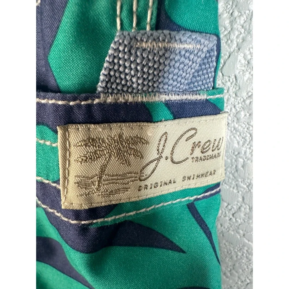 J. Crew Men's Teal Navy Blue Tropical Floral Swim Trunks Board Shorts Size 36