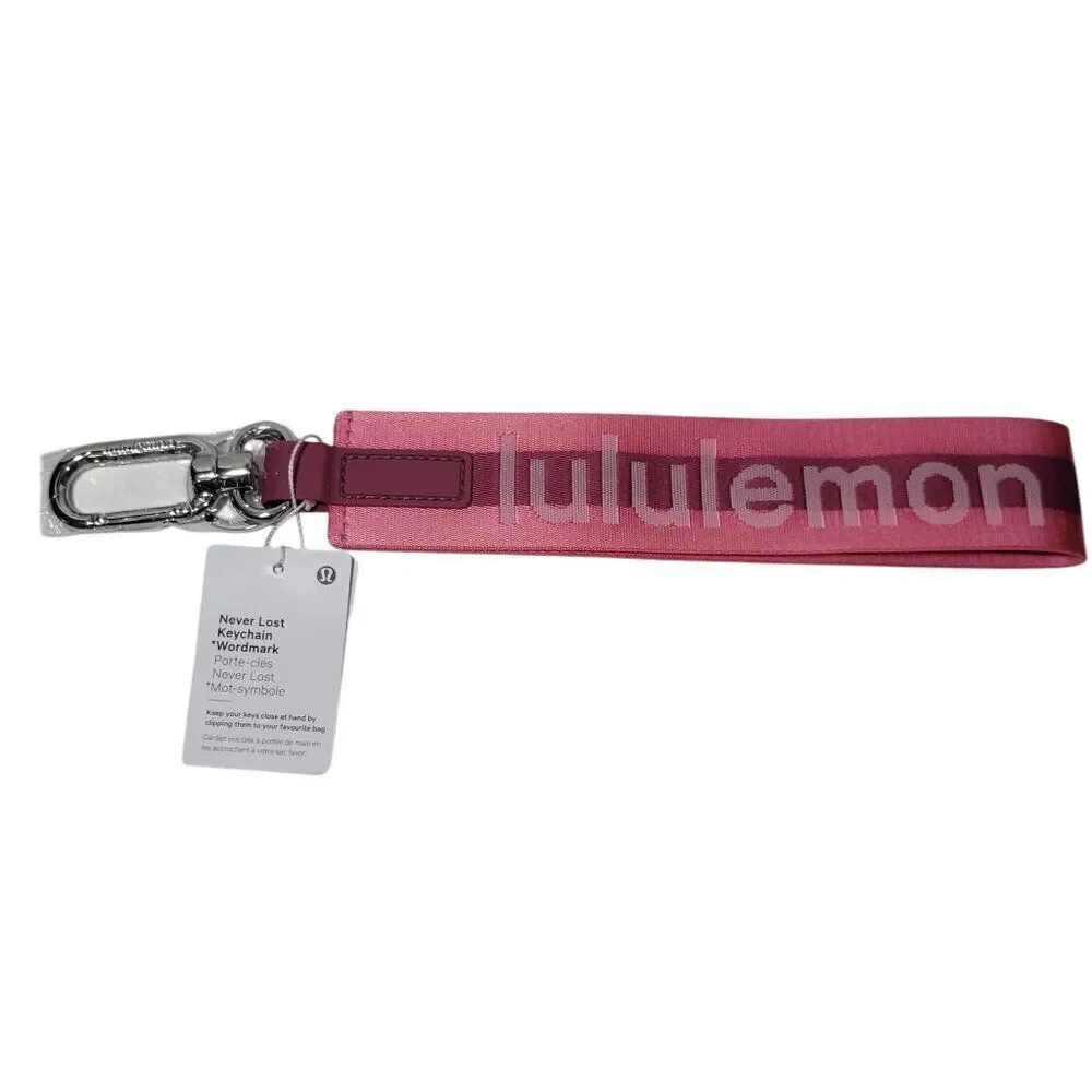 Lululemon‎ Never Lost Keychain Wordmark Sakura Pink Mauve 1.7