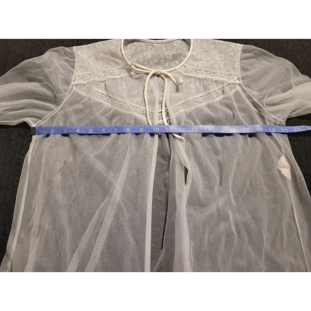 Vintage 60s‎ 70s Peignoir Nightgown Set Bed Coat White Bridal Slip M Gilead