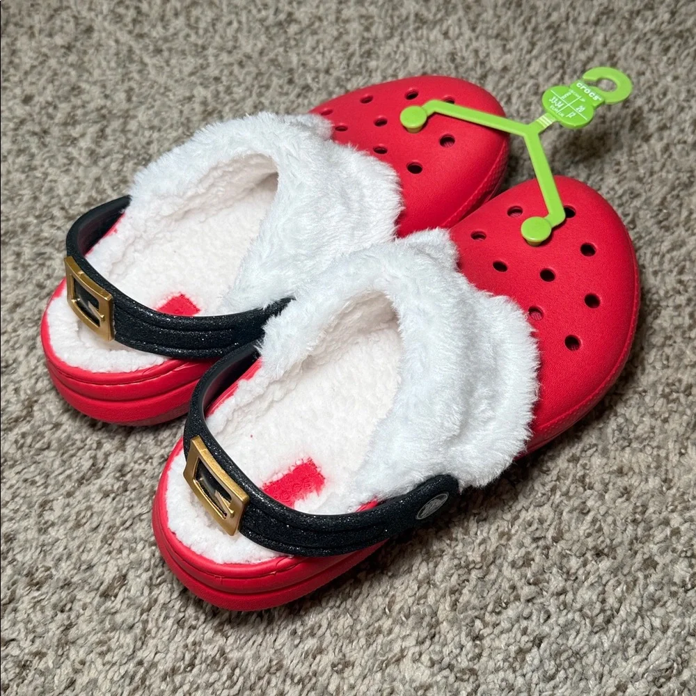 Kids Christmas Lined Crocs Santa‎ Claus Size 2
