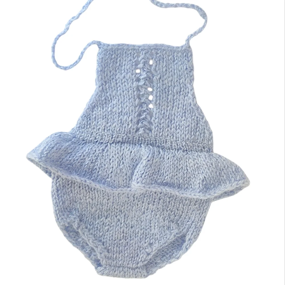 Light Lavender Knitted Newborn Baby Romper Size Newborn