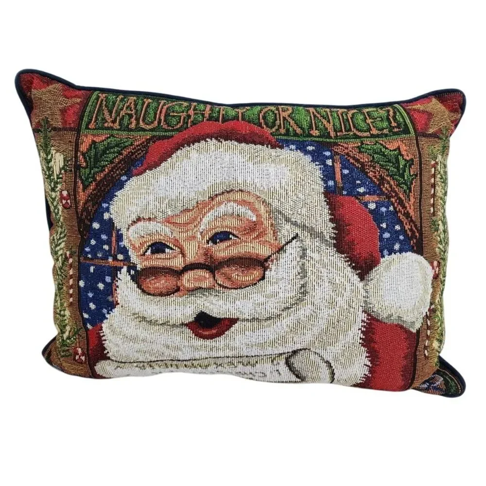 Christmas‎ Pillow Tapestry Santa Naughty Or Nice Needlepoint