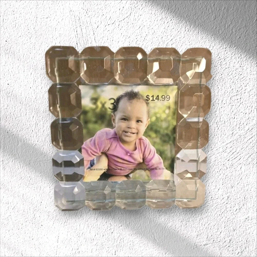 New‎ Modern Solid Glass 5x5 Picture Frame Holds 3x3 Photo