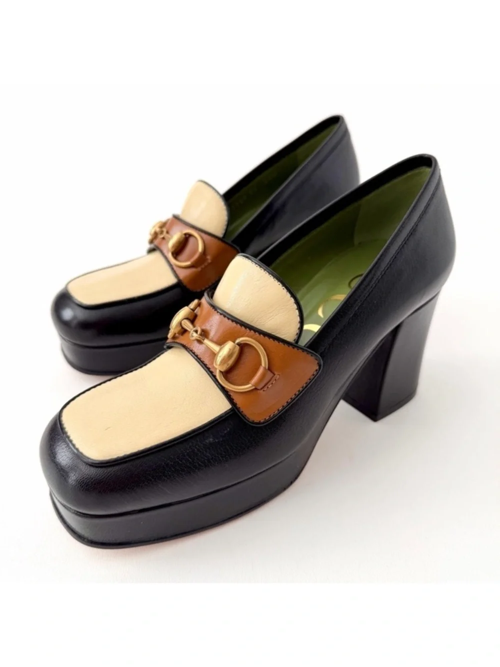 GUCCI | Horsebit Platform Loafer Pumps Houdan Block Heel Leather EU 36