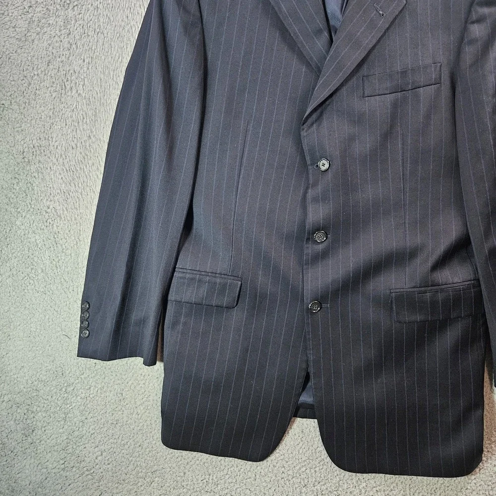 Burberry 42L Wool Suit Blazer Jacket‎ Men Navy Striped