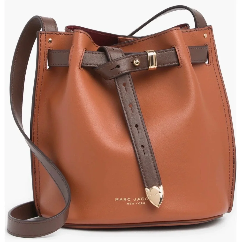 Marc Jacobs Renegade Color Blocked Brown Leather Bucket‎ Bag Crossbody