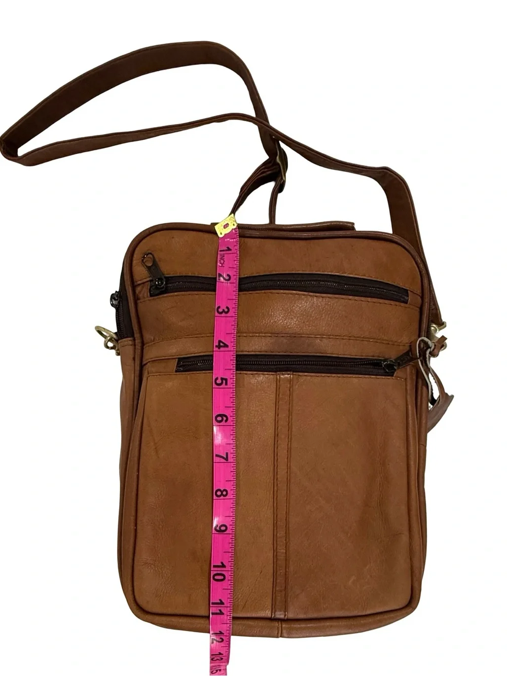 Vintage Geonardi Genuine Leather Crossbody Messenger Bag Brown Made in Colombia