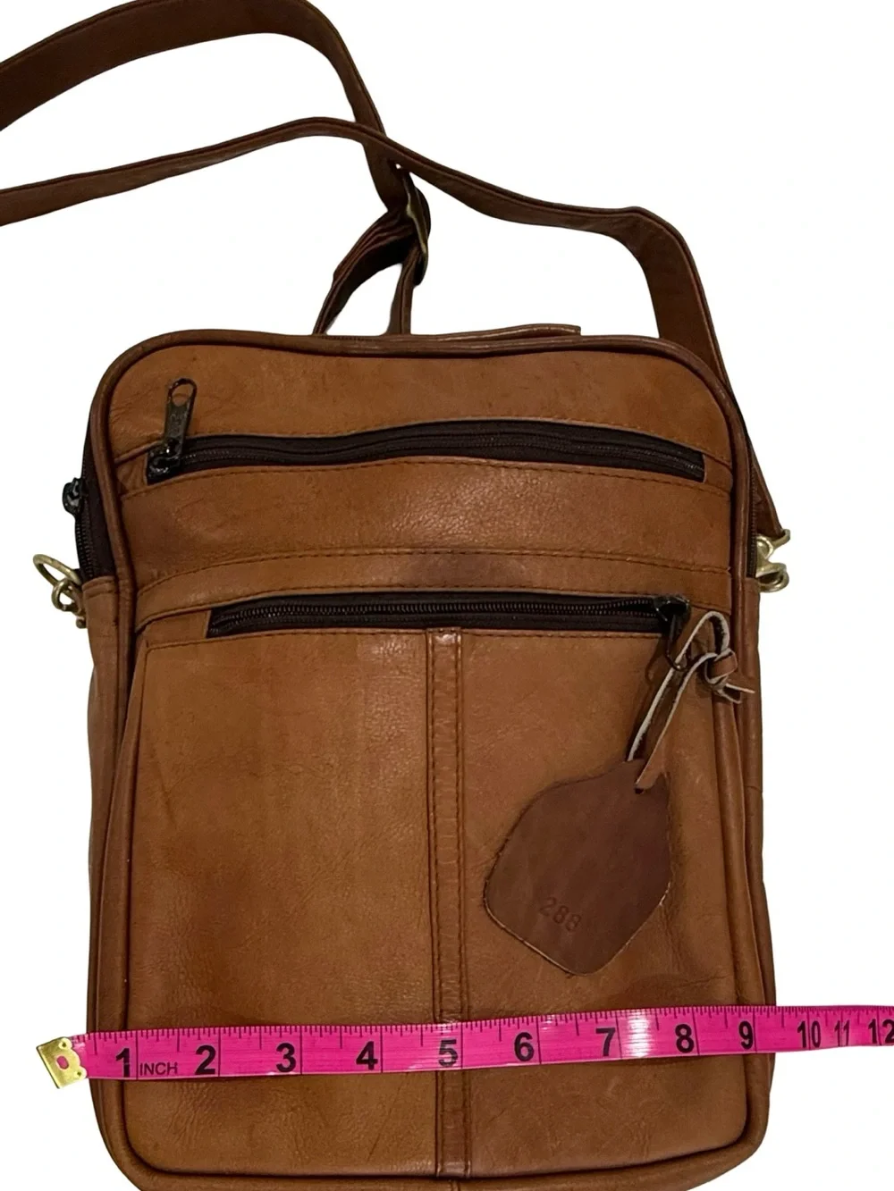 Vintage Geonardi Genuine Leather Crossbody Messenger Bag Brown Made in Colombia