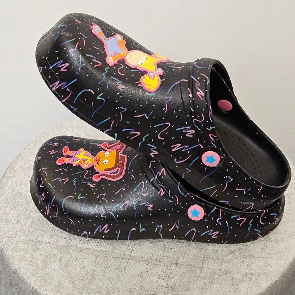 Rugrats CartoonClogs,Angelica &Susie.Black Multicolor Kids. Size US 2/3 (O4)✨✨