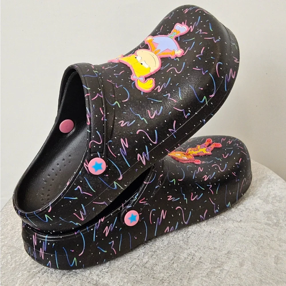 Rugrats CartoonClogs,Angelica &Susie.Black Multicolor Kids. Size US 2/3 (O4)✨✨