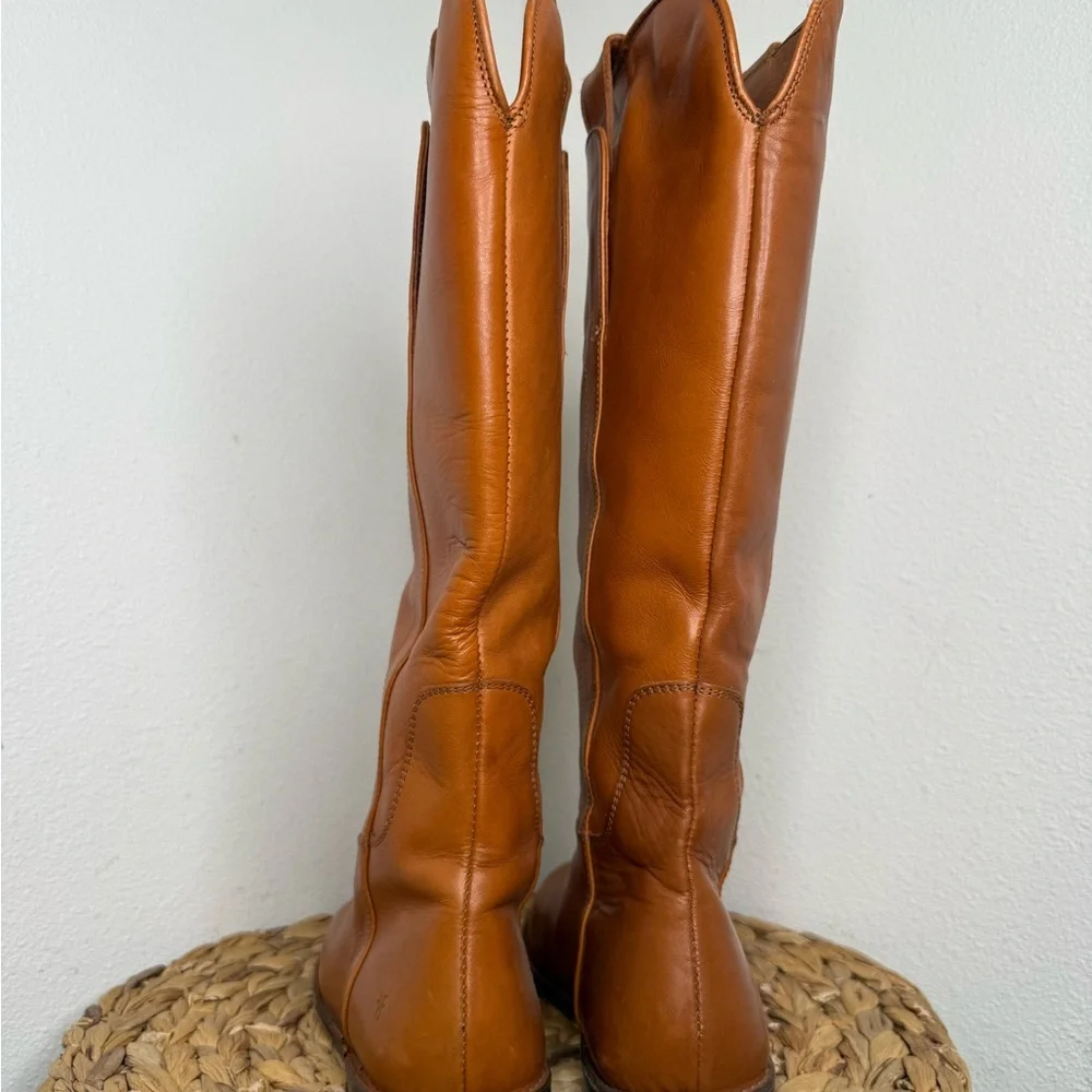 Frye Tall Boot Paige Cognac Camel Leather Riding Boots sz 6.5