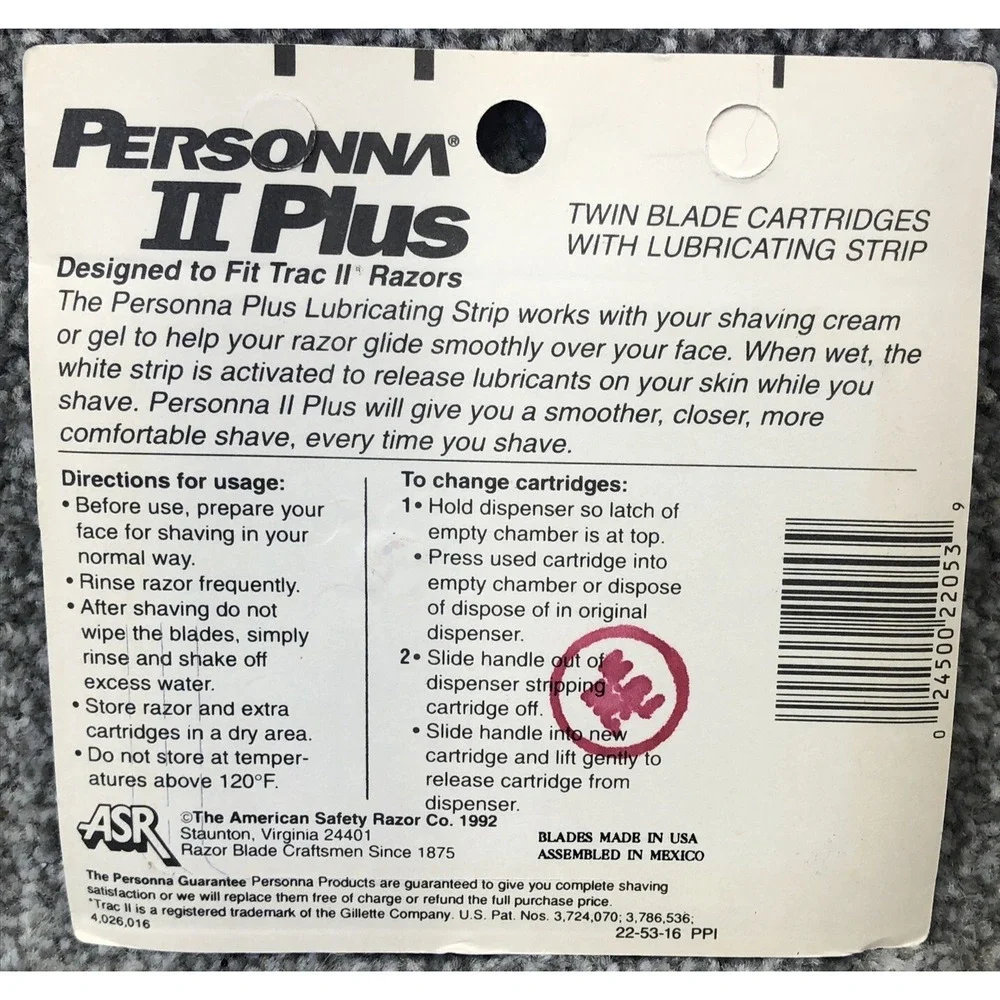 Personna includes item