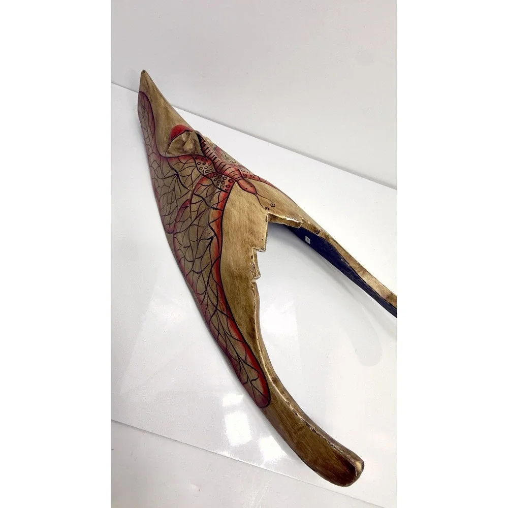 Bali Ethnic Wood Carved Tribal Mask Red Lip with Decorative Paint by Sejati 18