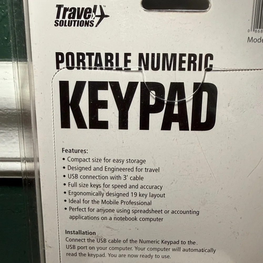 NEW! Travel Solutions Portable Numeric Keypad Laptop Users