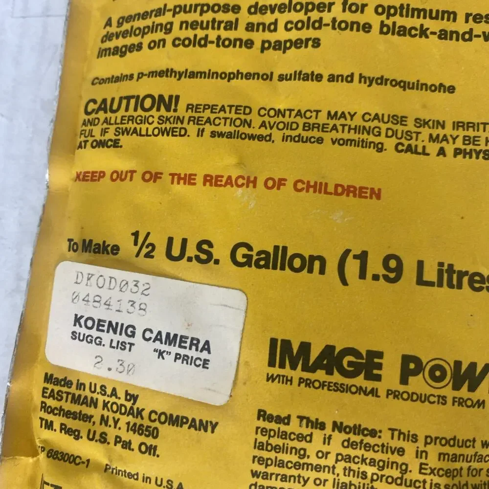 KODAK DEKTOL Developer CAT 146 4718 Makes 1/2 Gallon Weight 9 1/2 Oz New Sealed