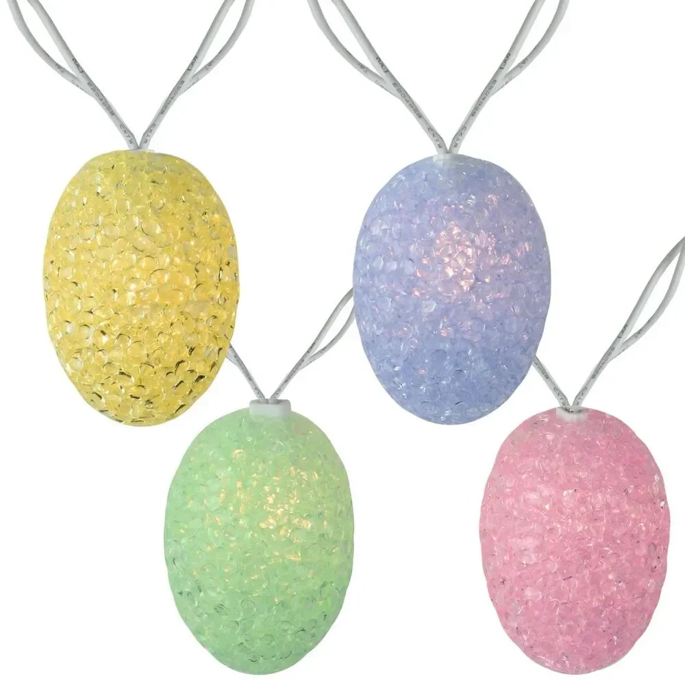 Set of 10 Pastel Colored Easter Egg Spring Holiday Light Battery Operated Unused