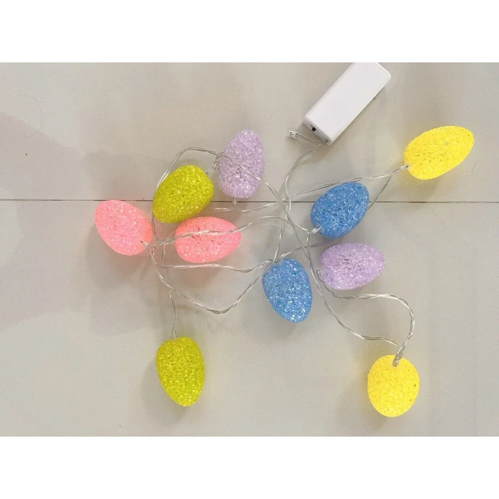 Set of 10 Pastel Colored Easter Egg Spring Holiday Light Battery Operated Unused