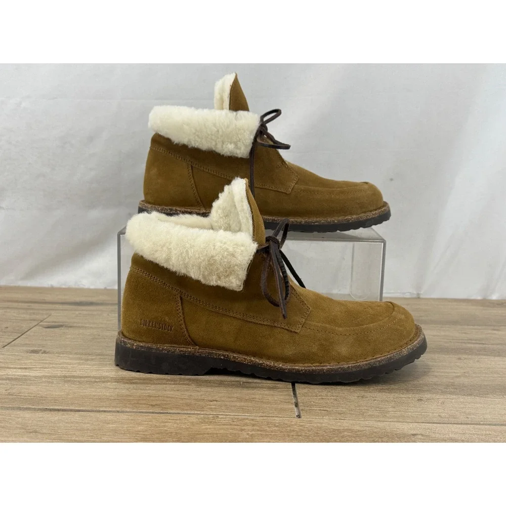 Birkenstock Bakki Suede Shearling Lined Boots Brown Mens 8 Womens 10 EU 41‎