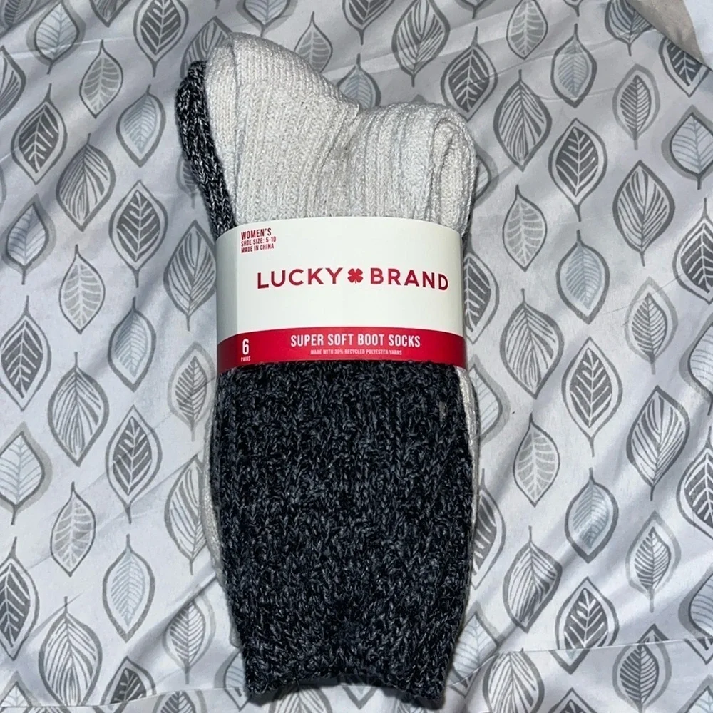 Lucky Brand NWT Boot Socks Women’s Size 5-10 Multicolor 6 Pairs