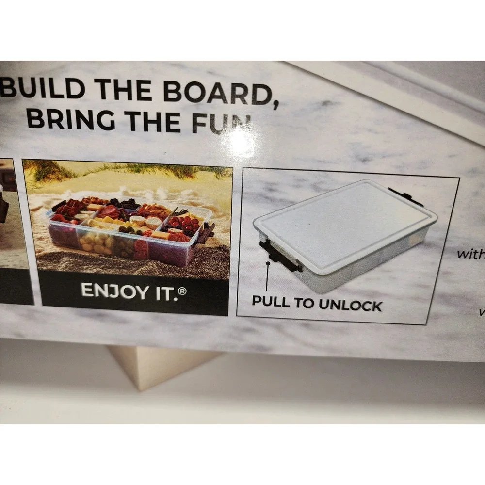 Brand new Sabatier Build-a-Board SnackleBox 2-piece set cutting board lids snack