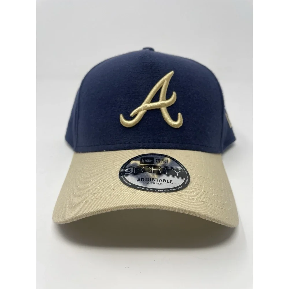 New‎ Era Atlanta Braves 9FORTY Moleskin A-Frame Adjustable Snapback Hat Navy Cap