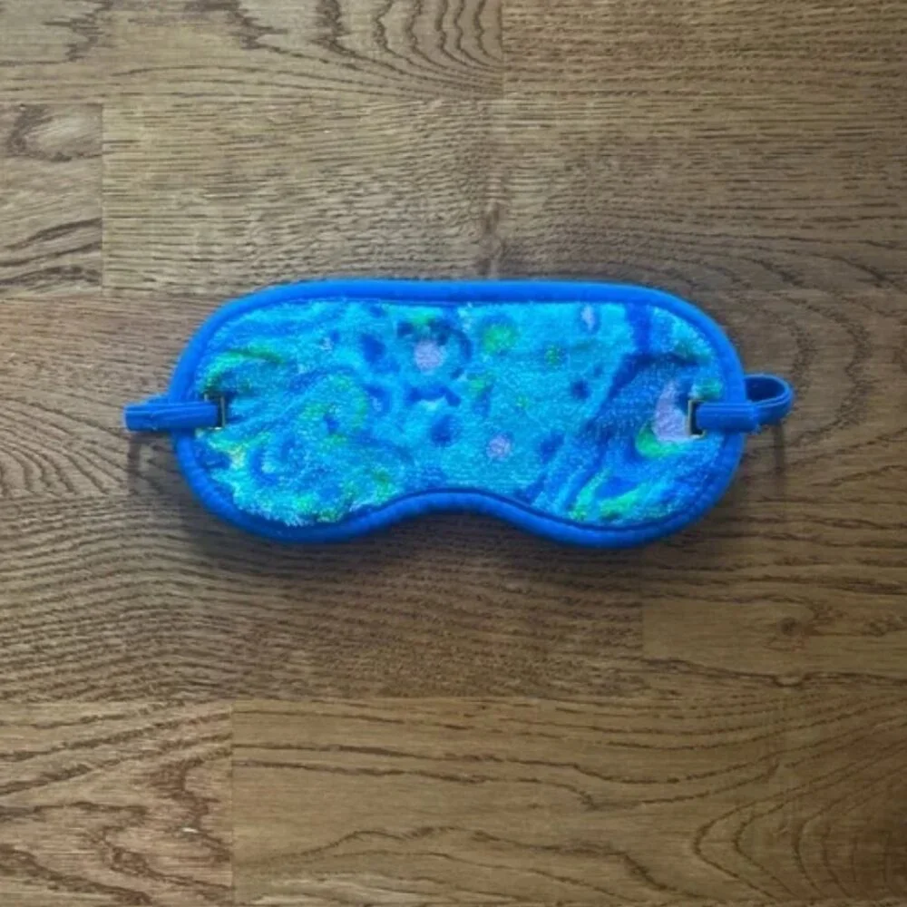 Lilly Pulitzer Sleep Mask Blue Green Terry Velour Lilly's Lagoon Print Ice Pack
