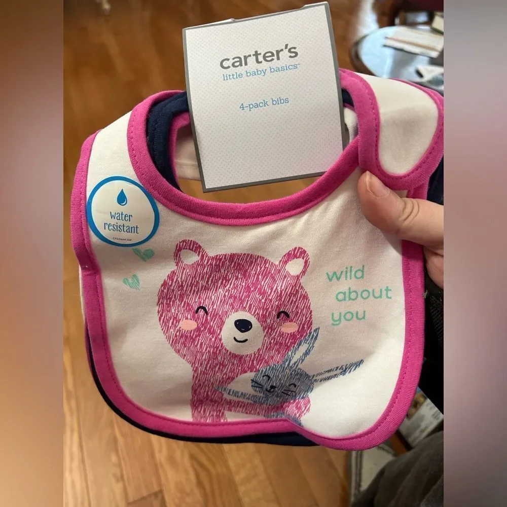 Carter’s Water Resistant Infant Girl Bibs NWT