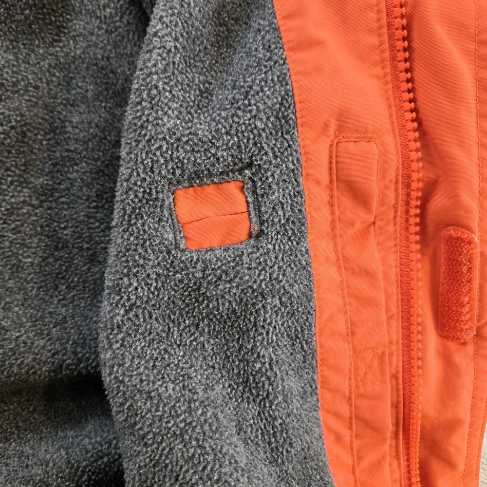 Lands End Boy's Coat Full Zip Hooded Orange Black Grow Along Size 8 Small