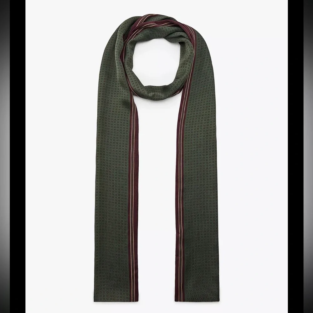 Zara satin printed scarf, 100% viscose, 8”x 80”